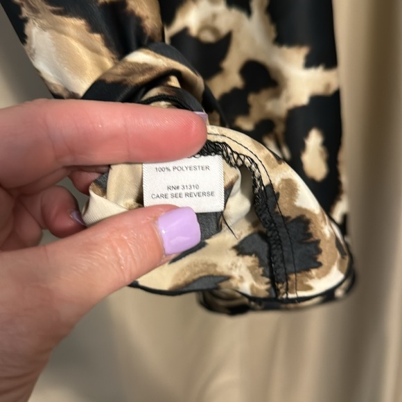 Silky Sleeveless Ruffled Cheetah Top - Picture 5 of 6